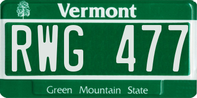 VT license plate RWG477