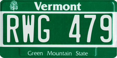 VT license plate RWG479
