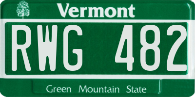 VT license plate RWG482