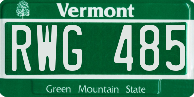 VT license plate RWG485