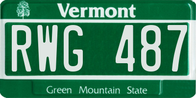 VT license plate RWG487