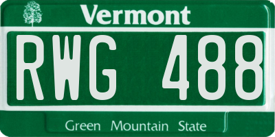 VT license plate RWG488