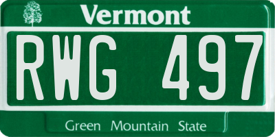 VT license plate RWG497