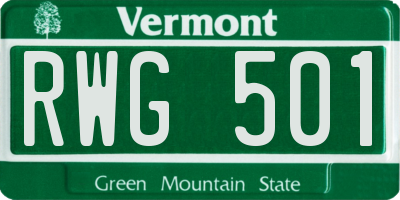 VT license plate RWG501