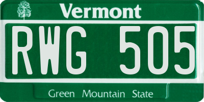 VT license plate RWG505