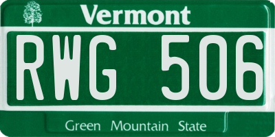 VT license plate RWG506