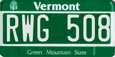 VT license plate RWG508