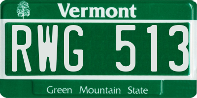 VT license plate RWG513