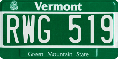 VT license plate RWG519