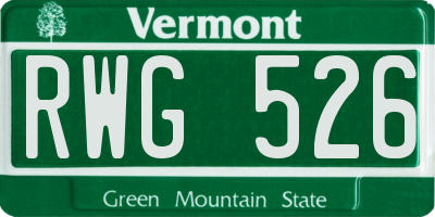VT license plate RWG526