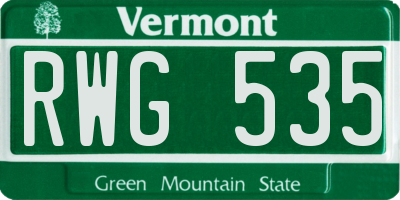 VT license plate RWG535
