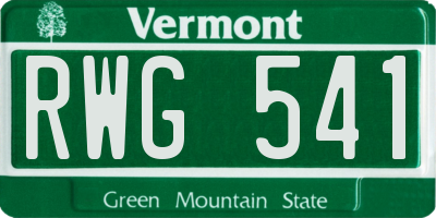 VT license plate RWG541