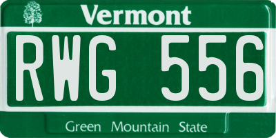 VT license plate RWG556