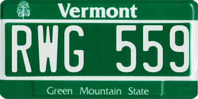 VT license plate RWG559