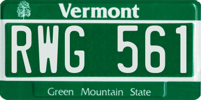 VT license plate RWG561