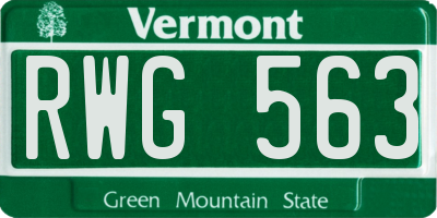 VT license plate RWG563