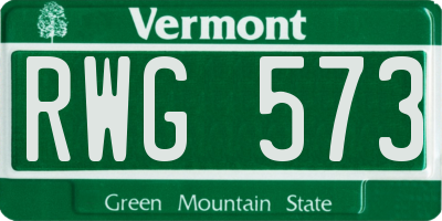 VT license plate RWG573