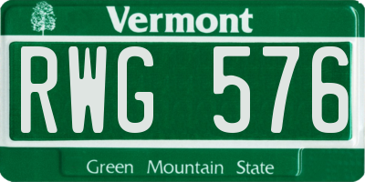 VT license plate RWG576