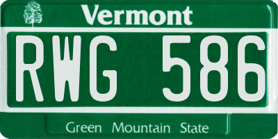 VT license plate RWG586