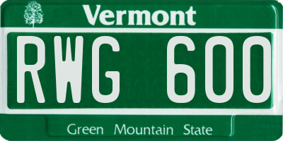 VT license plate RWG600