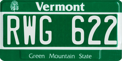 VT license plate RWG622