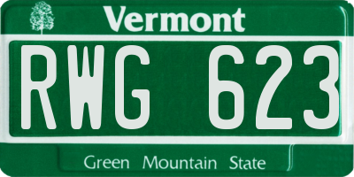 VT license plate RWG623