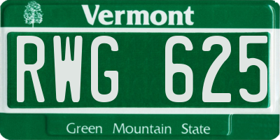 VT license plate RWG625