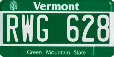 VT license plate RWG628