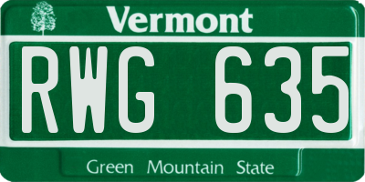 VT license plate RWG635