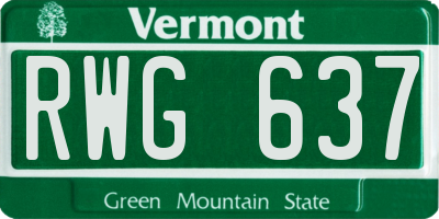 VT license plate RWG637
