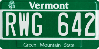 VT license plate RWG642