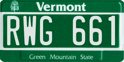 VT license plate RWG661