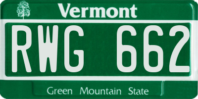 VT license plate RWG662