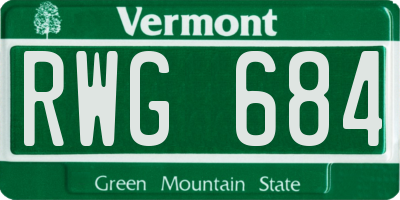 VT license plate RWG684
