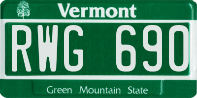 VT license plate RWG690