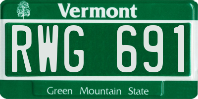 VT license plate RWG691