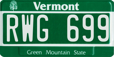 VT license plate RWG699