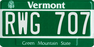 VT license plate RWG707