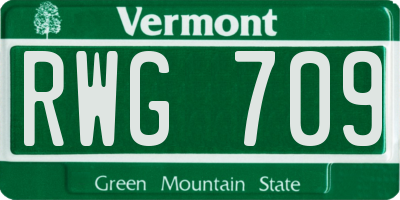 VT license plate RWG709