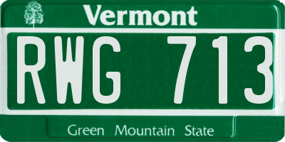 VT license plate RWG713