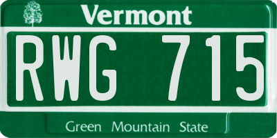VT license plate RWG715
