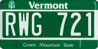 VT license plate RWG721