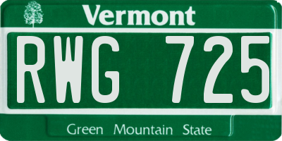 VT license plate RWG725