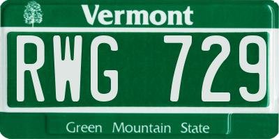 VT license plate RWG729