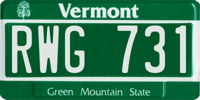 VT license plate RWG731
