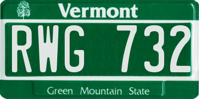 VT license plate RWG732