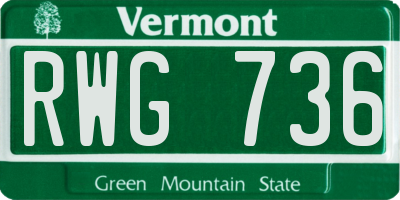 VT license plate RWG736