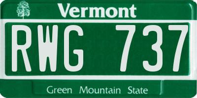 VT license plate RWG737
