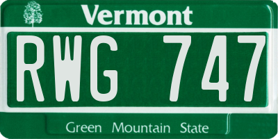 VT license plate RWG747