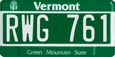 VT license plate RWG761